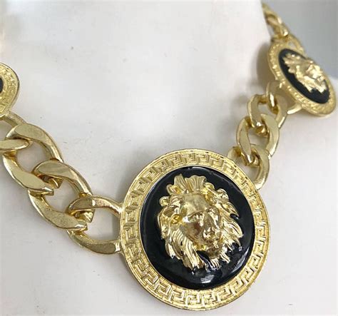 gold versace pendant for sale|authentic Versace lion necklace.